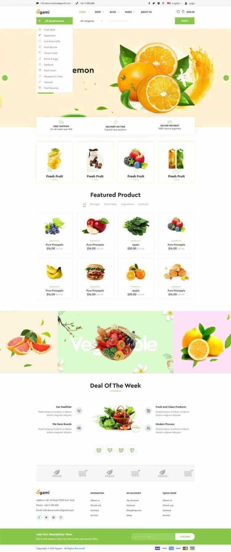 多用途的响应式食品商城网站 - 简单网创项目资源网