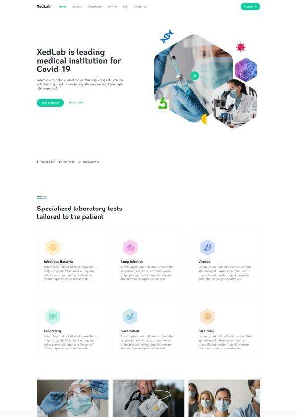新冠疫苗研发机构网站html模板 - 简单网创项目资源网