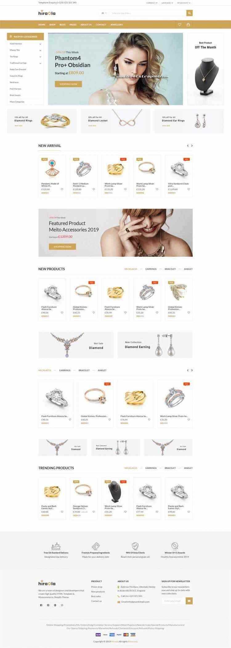 Bootstrap响应式英文珠宝首饰电商 - 简单网创项目资源网