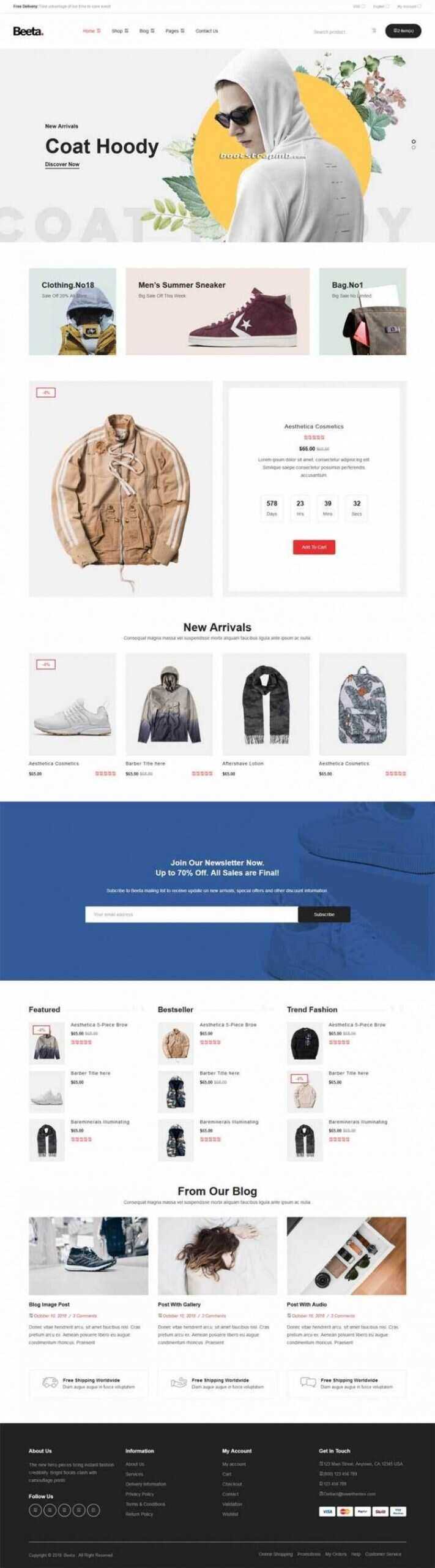 多功能电子商务Bootstrap4响应式HTML5 - 简单网创项目资源网