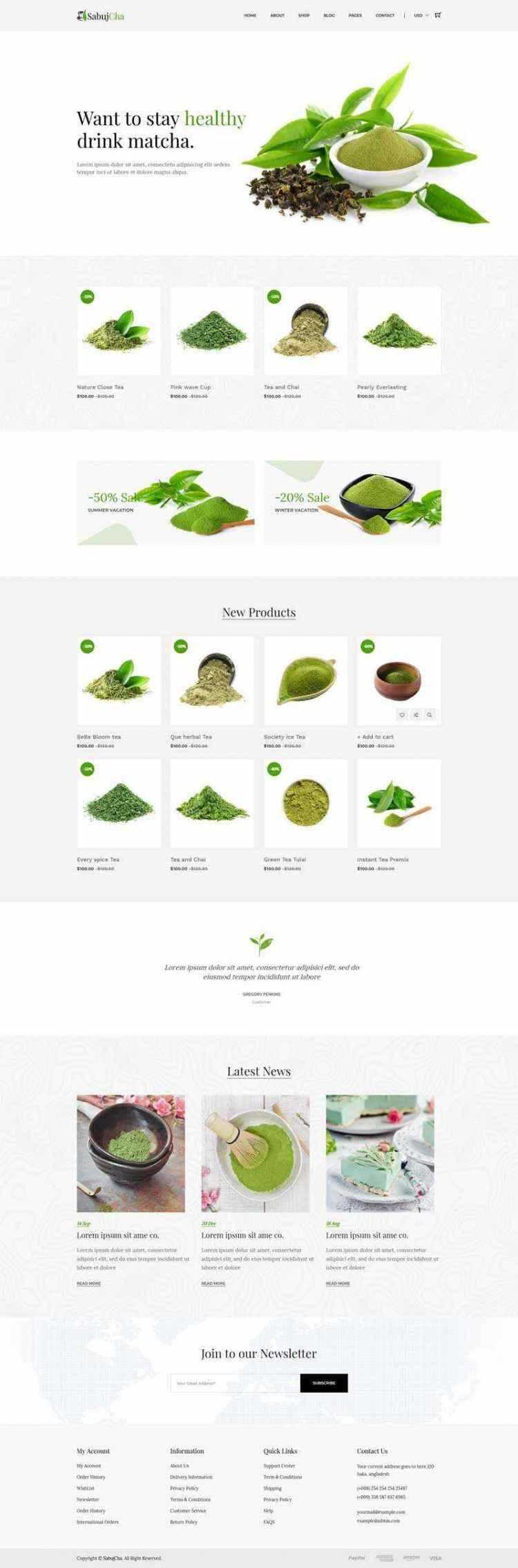 绿色bootstrap响应式茶叶抹茶在线电子商城 - 简单网创项目资源网
