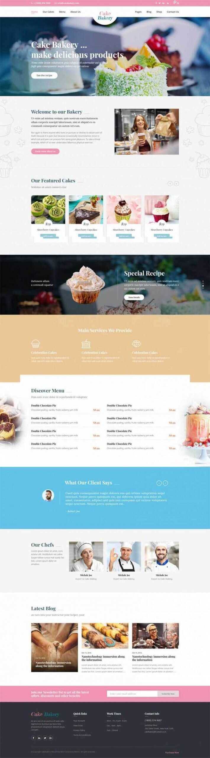 粉色卡通响应式蛋糕面包店外卖预订设计师类网站 - 简单网创项目资源网