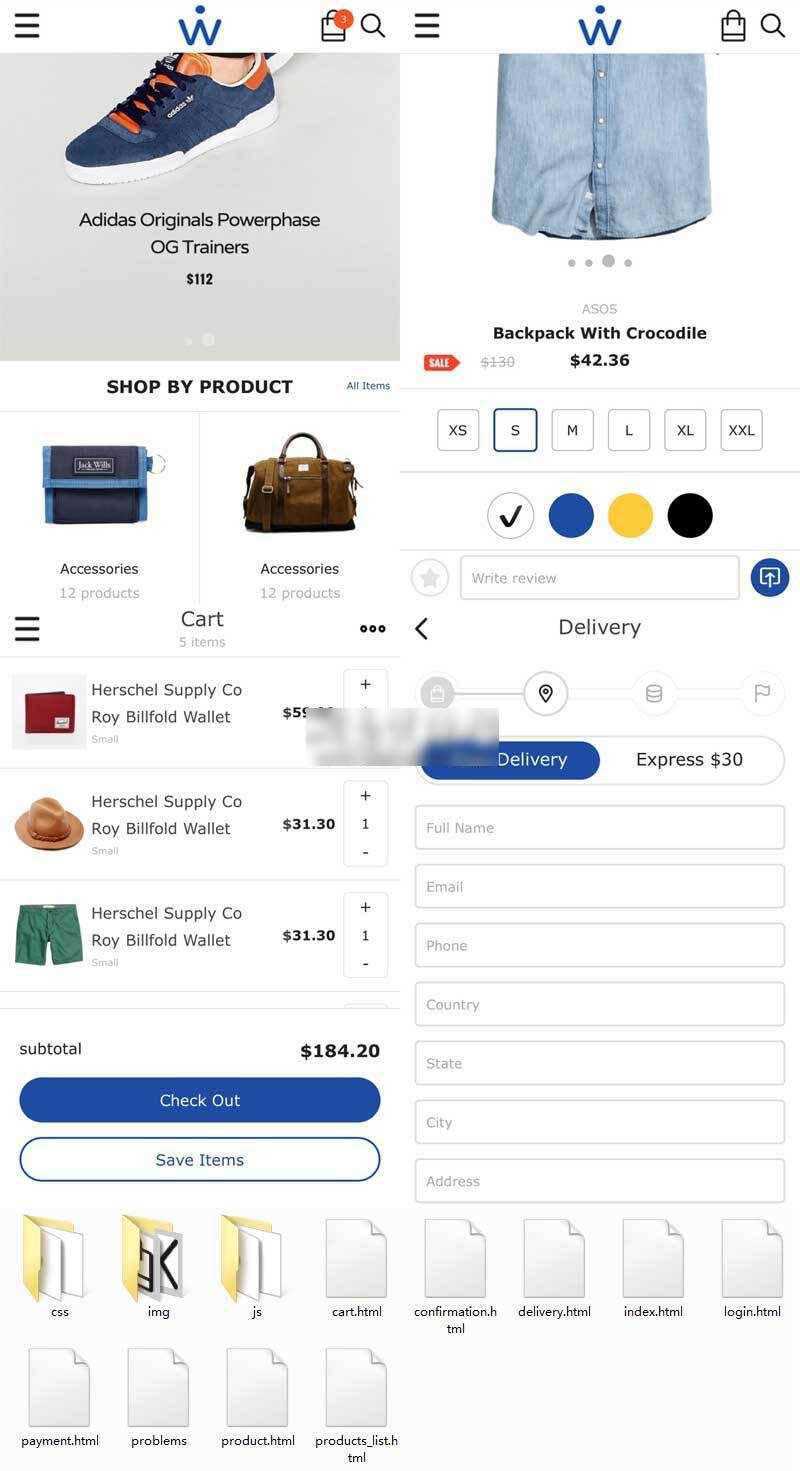 英文简洁的服装箱包购物商城网站手机wap模板 - 简单网创项目资源网