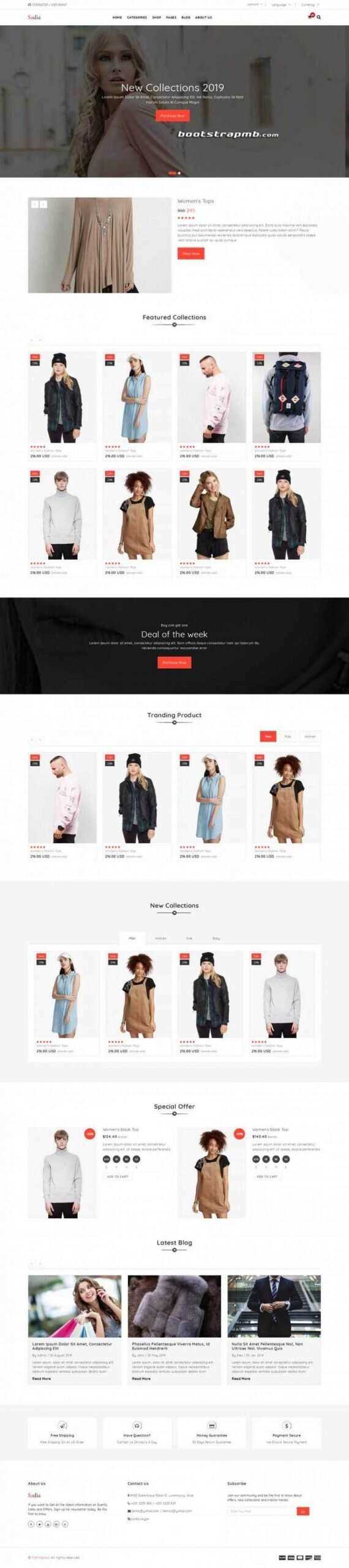 Bootstrap响应式英文服装商城 - 简单网创项目资源网