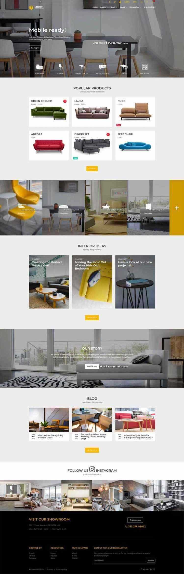 Bootstrap响应式在线家具商城电商网站 - 简单网创项目资源网