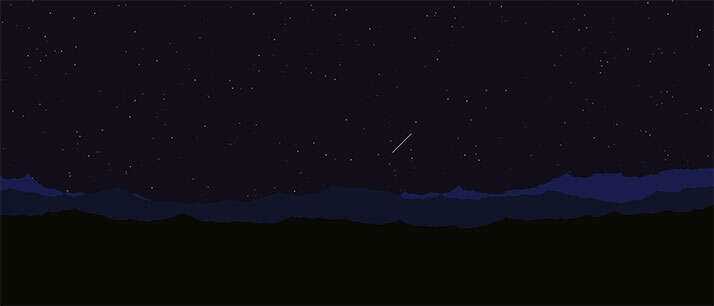 html5 canvas山顶夜空流星划过背景动画特效 - 简单网创项目资源网
