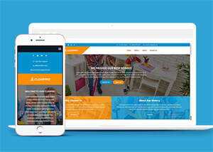 蓝色宽屏保洁类公司网站模板 - 简单网创项目资源网