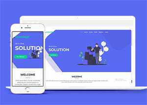 蓝色宽屏手机业务网站模板下载 - 简单网创项目资源网