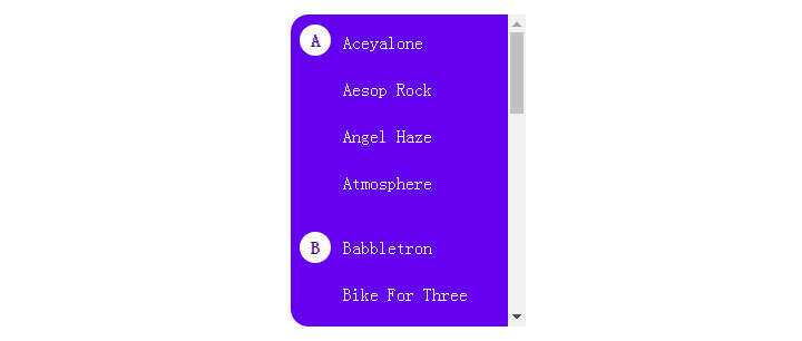 js+css3侧边栏滚动显示首字母索引特效 - 简单网创项目资源网