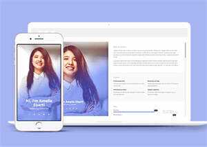 响应式蓝色个人简介类网站模板 - 简单网创项目资源网