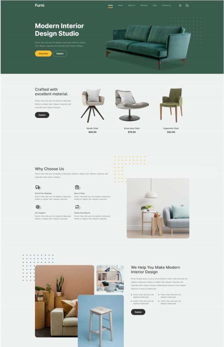 现代室内设计工作室网站html模板 - 简单网创项目资源网