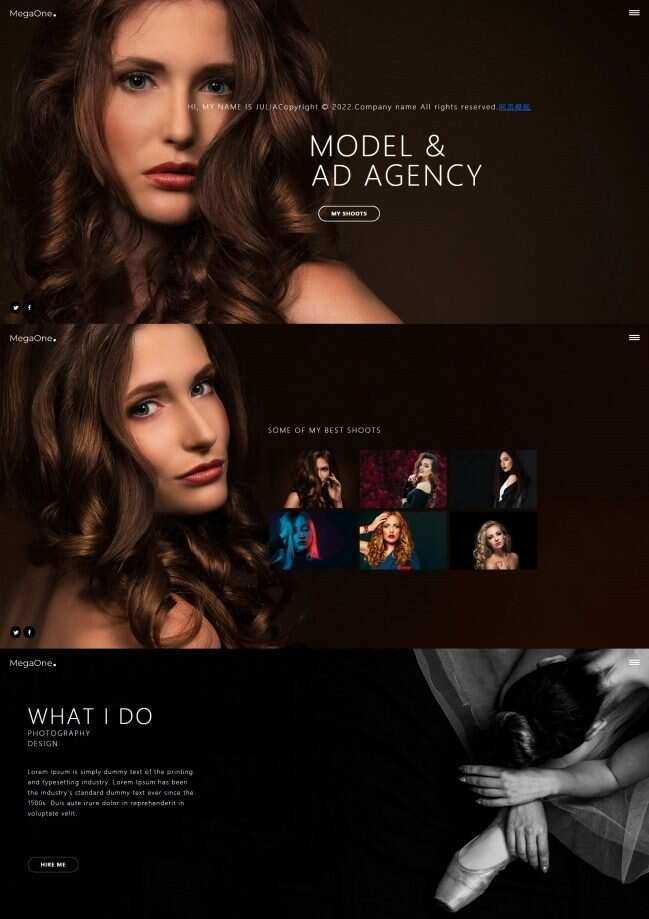 模特广告代理个人简历网页模板 - 简单网创项目资源网