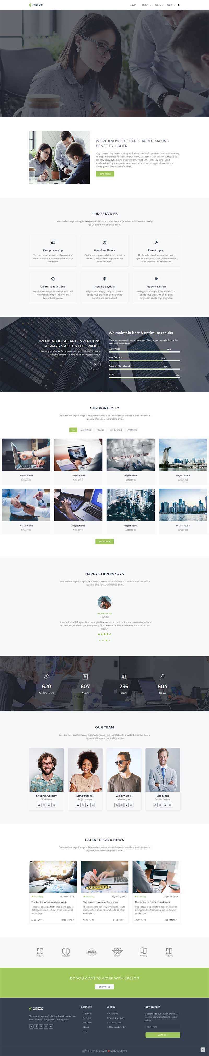 Bootstrap多用途的商业公司展示HTML5模板 - 简单网创项目资源网