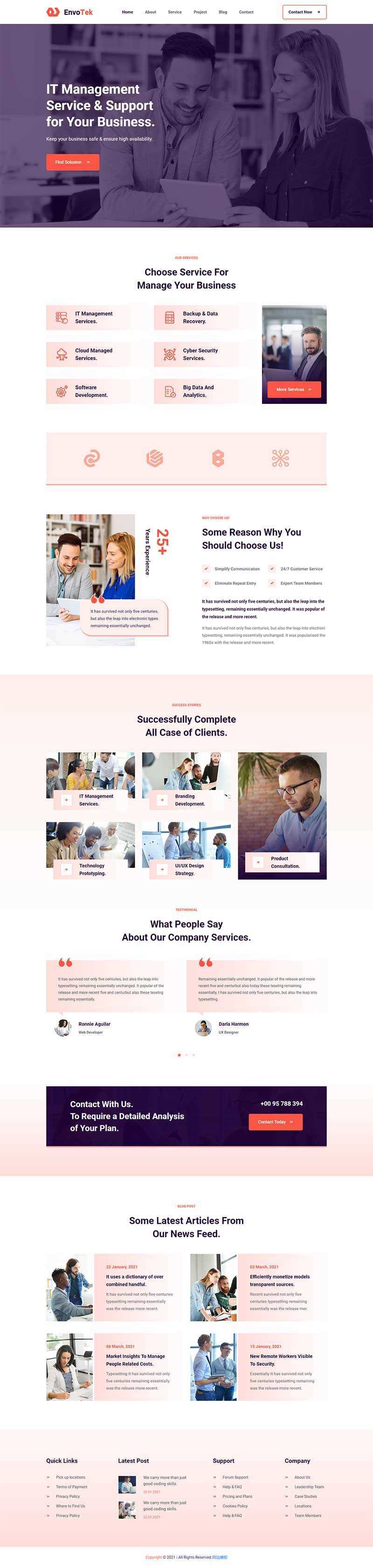 响应式IT软件解决方案公司网页html模板 - 简单网创项目资源网