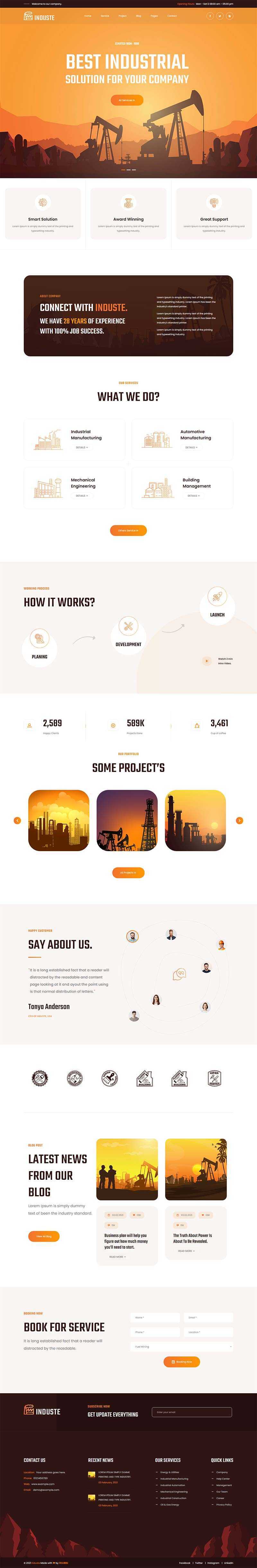 Bootstrap橙色多用途的工业生产企业网站html模板 - 简单网创项目资源网