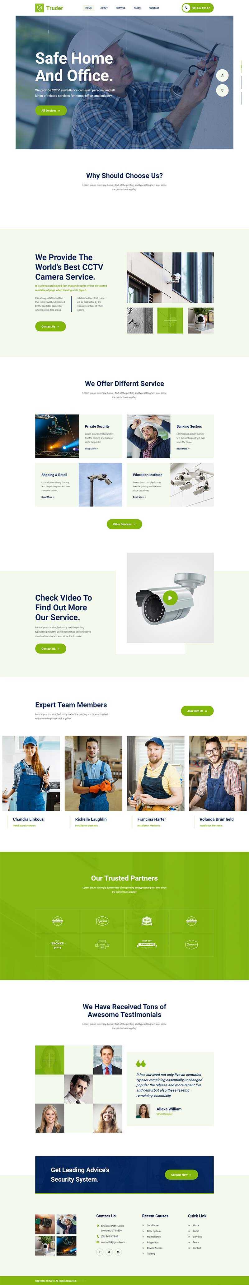 绿色风格视频监控安装安防公司网页模板 - 简单网创项目资源网