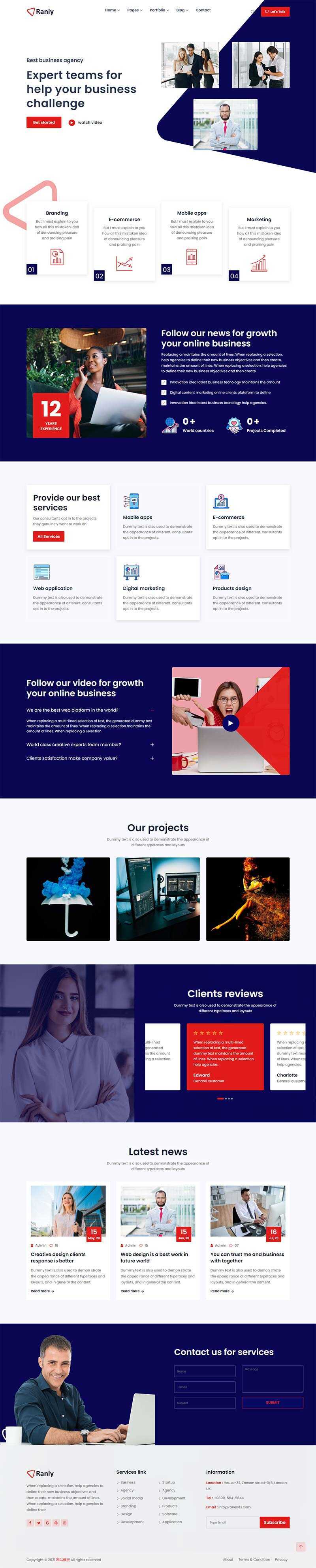 Bootstrap多用途的商业服务公司网站HTML模板 - 简单网创项目资源网