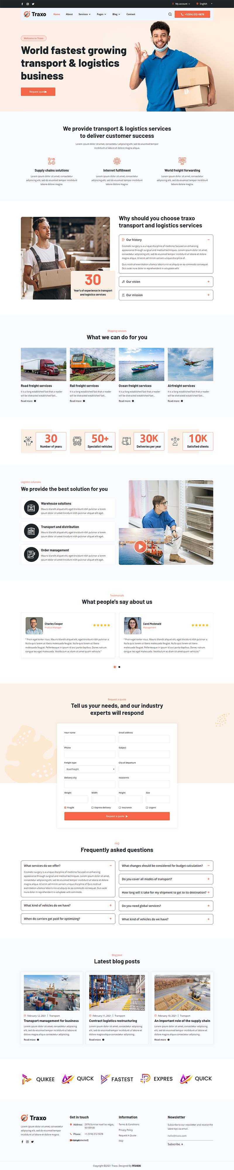 响应式多用途的物流快递公司HTML模板 - 简单网创项目资源网