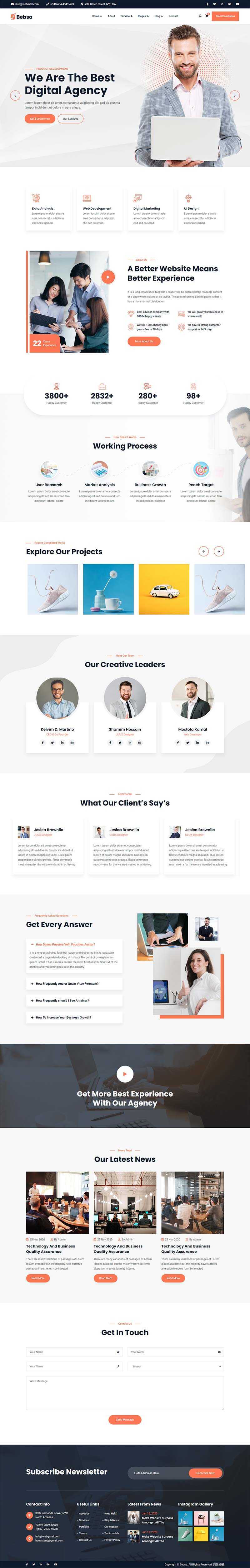 bootstrap4多用途的咨询公司业务展示html模板 - 简单网创项目资源网