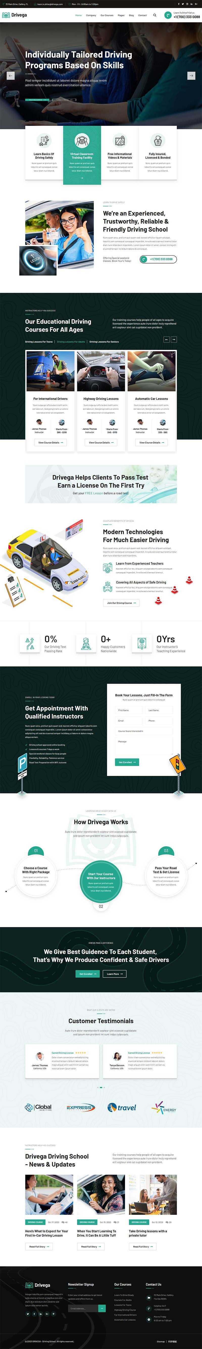 绿色汽车驾校培训企业官网HTML模板 - 简单网创项目资源网