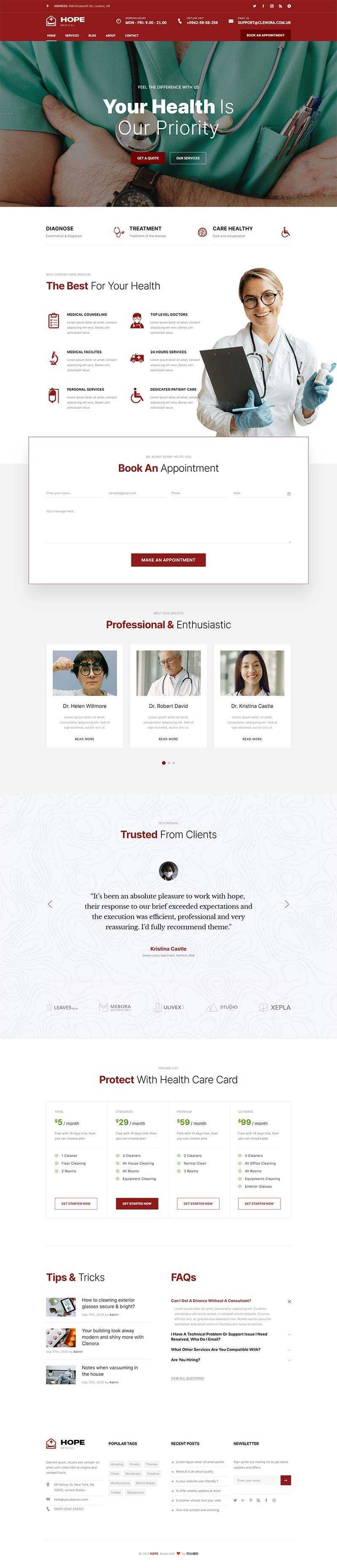 bootstrap牙科医院门诊医疗服务网站HTML5模板 - 简单网创项目资源网