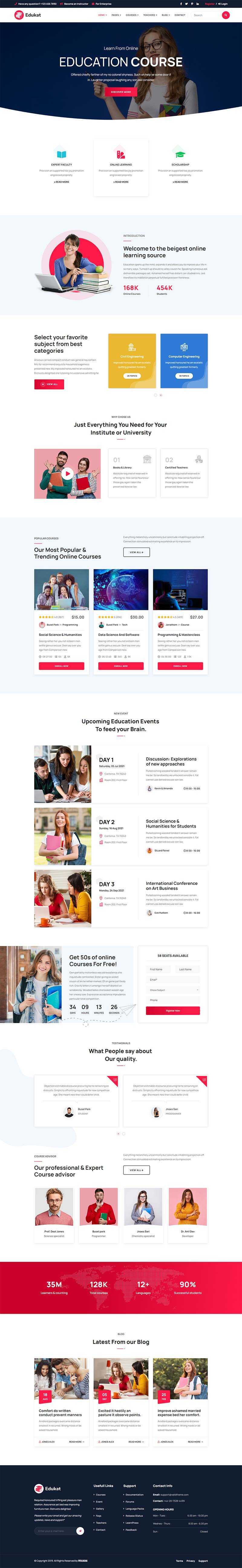 响应式教育课程培训学习类官网html模板 - 简单网创项目资源网