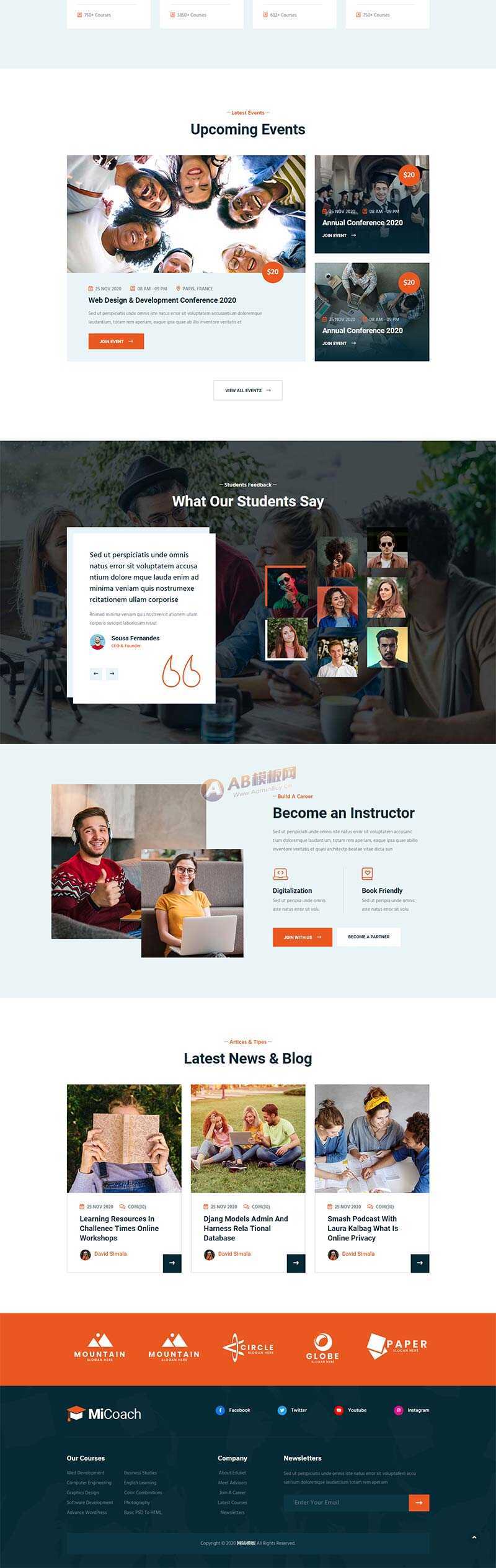 响应式在线课程教育培训行业网站HTML5模板 - 简单网创项目资源网