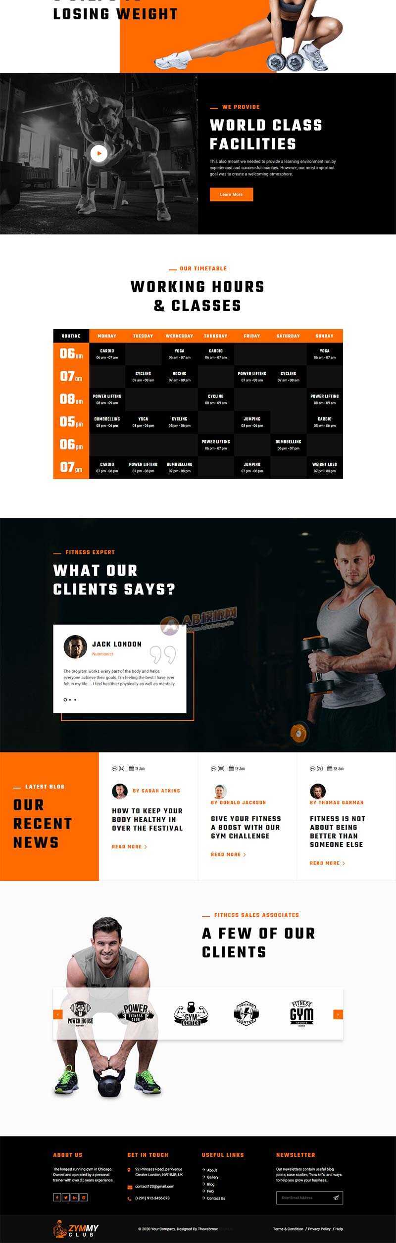 响应式html5健身俱乐部网站html模板 - 简单网创项目资源网