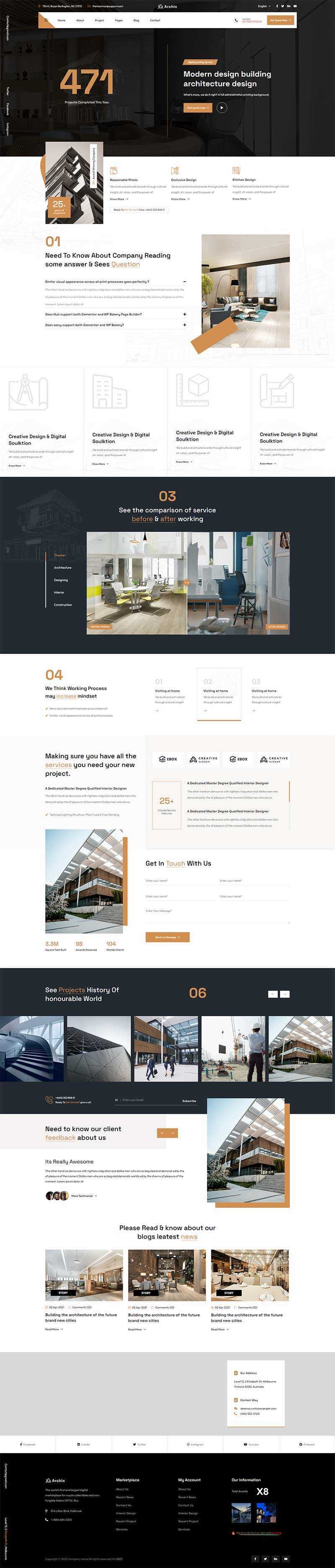 咖啡色现代建筑设计服务公司网站html模板 - 简单网创项目资源网