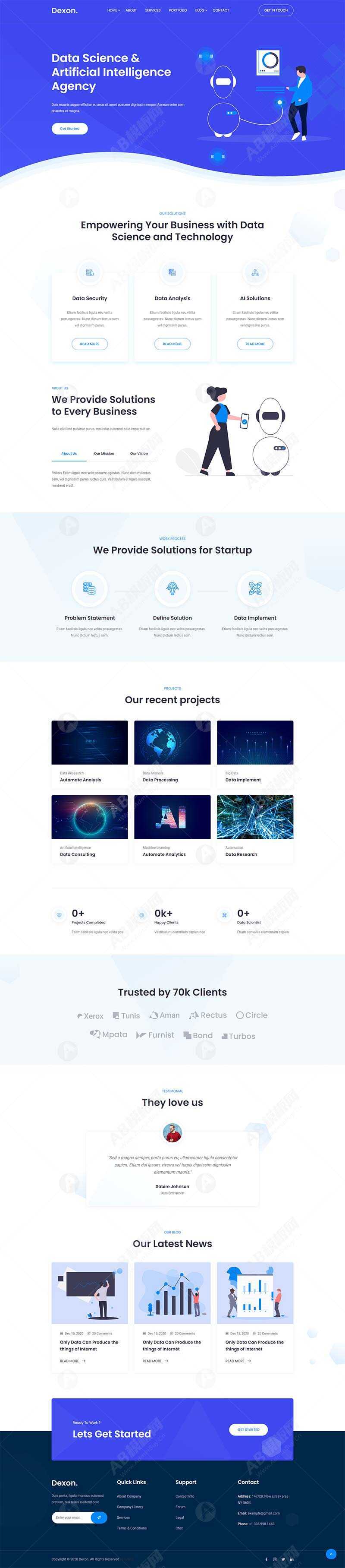 AI智能大数据分析公司网站html模板 - 简单网创项目资源网