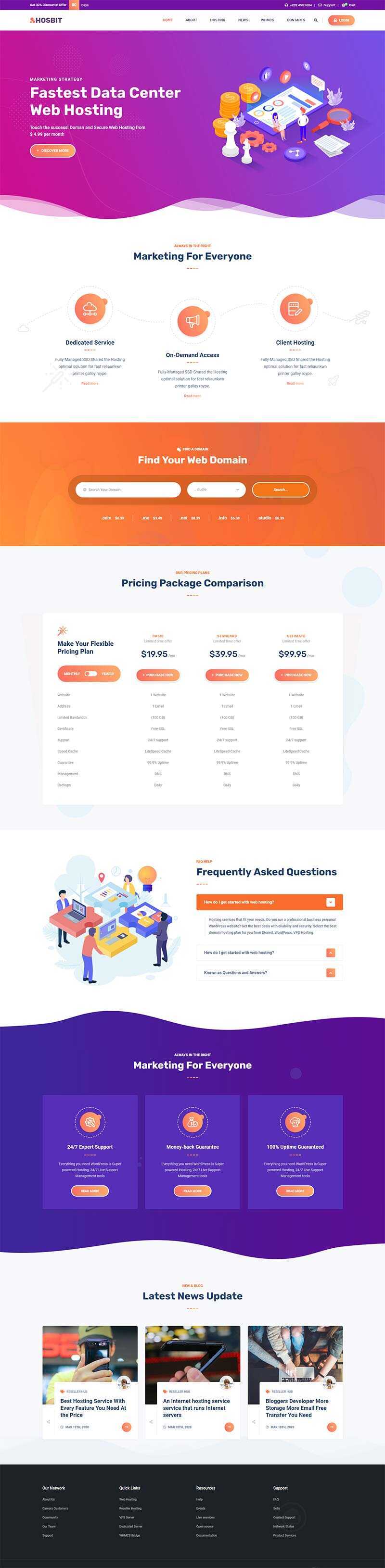云主机域名服务网站HTML5模板 - 简单网创项目资源网