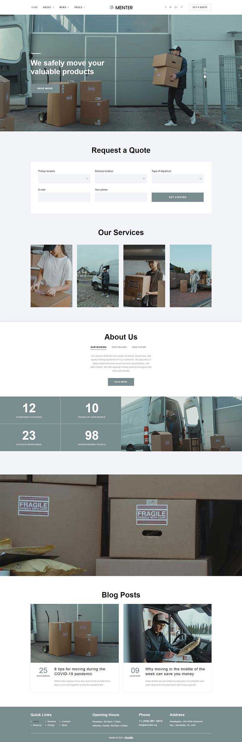 bootstrap响应式搬家快递公司网站html5模板 - 简单网创项目资源网