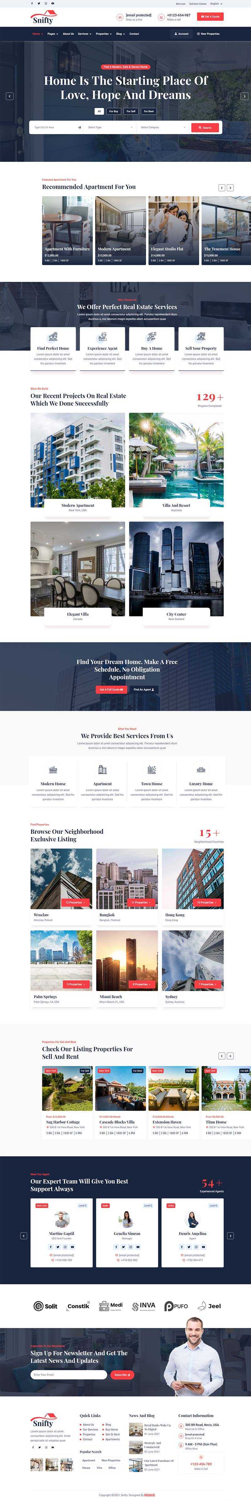 bootstrap5深蓝色房地产信息资讯平台HTML5模板 - 简单网创项目资源网