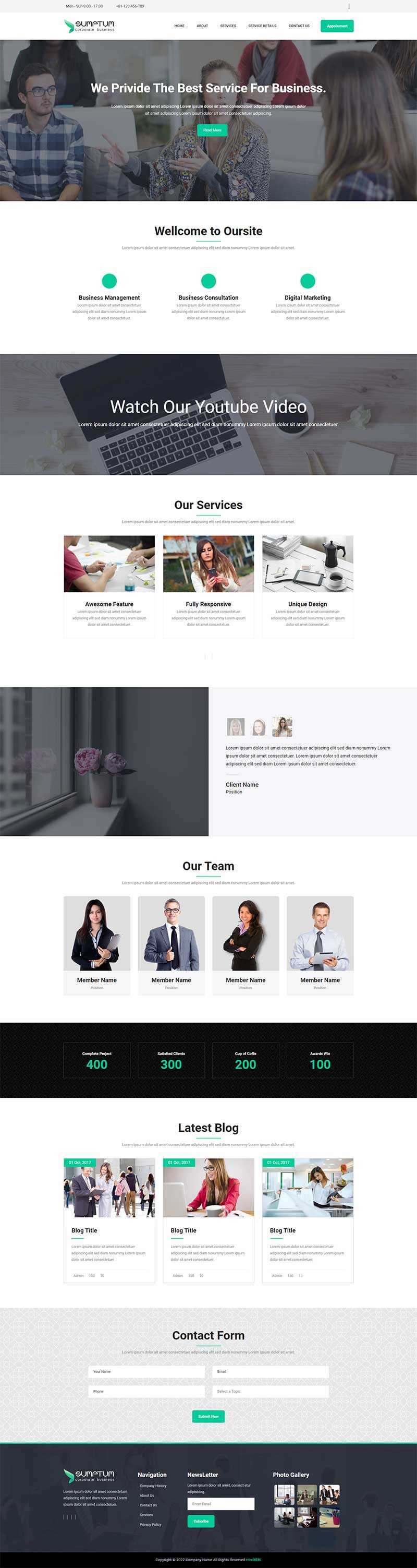 宽屏大气的企业官网网站模板 HTML模板 - 简单网创项目资源网