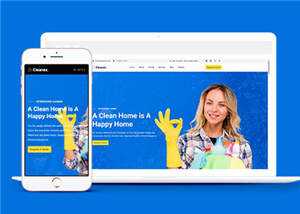 宽屏家政清洁业务预约响应式网页模板下载 - 简单网创项目资源网