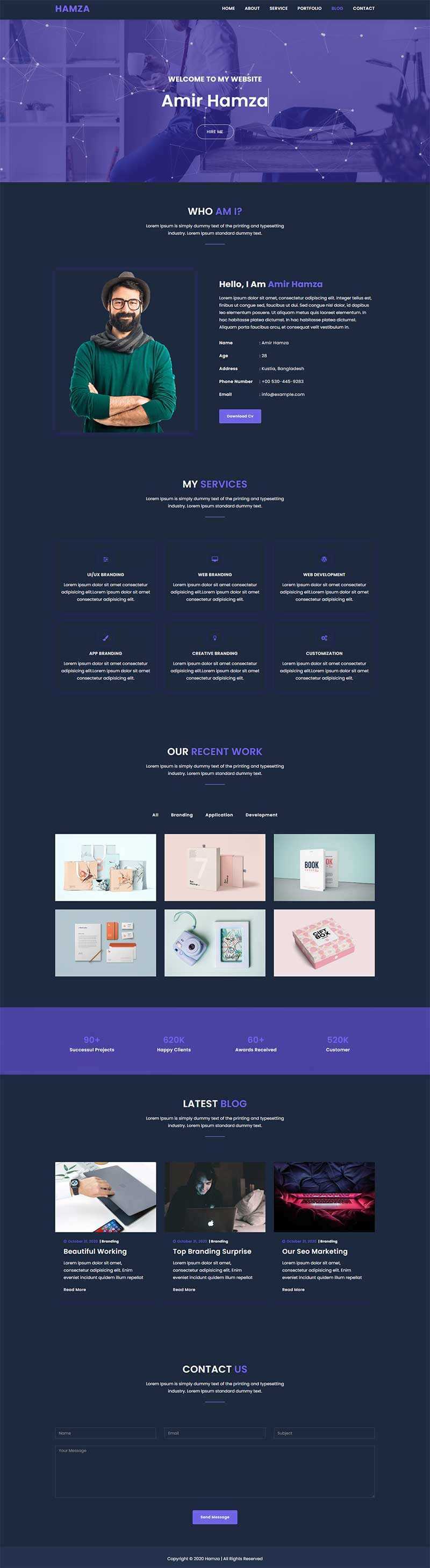 炫酷全屏个人作品集展示网页html模板 - 简单网创项目资源网