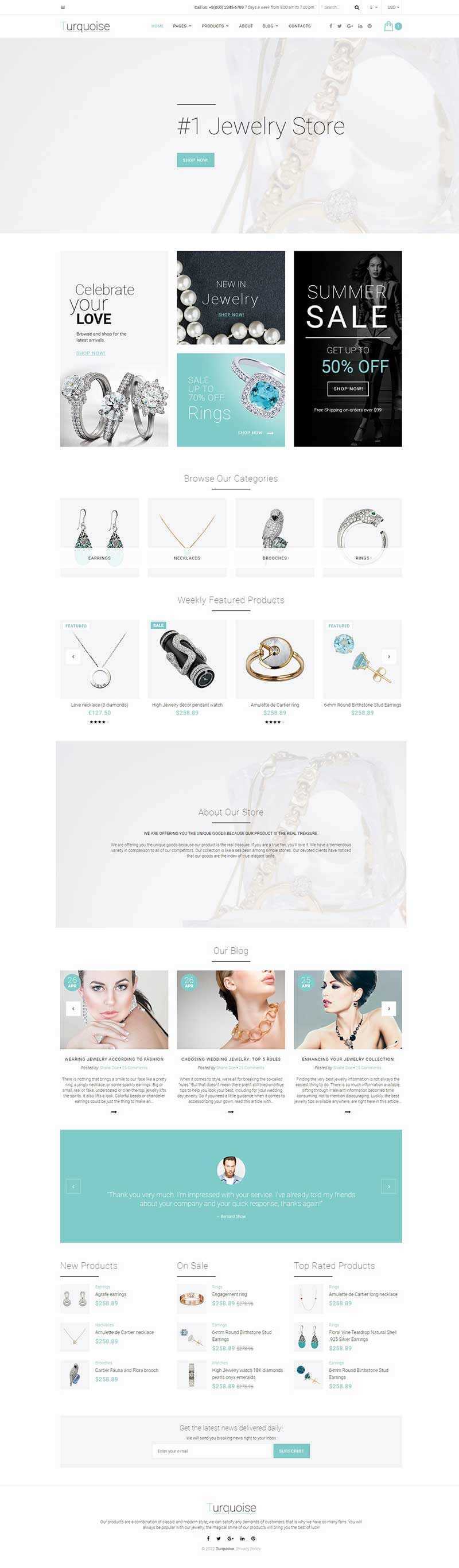 白色珠宝商城整站网页html模板 - 简单网创项目资源网