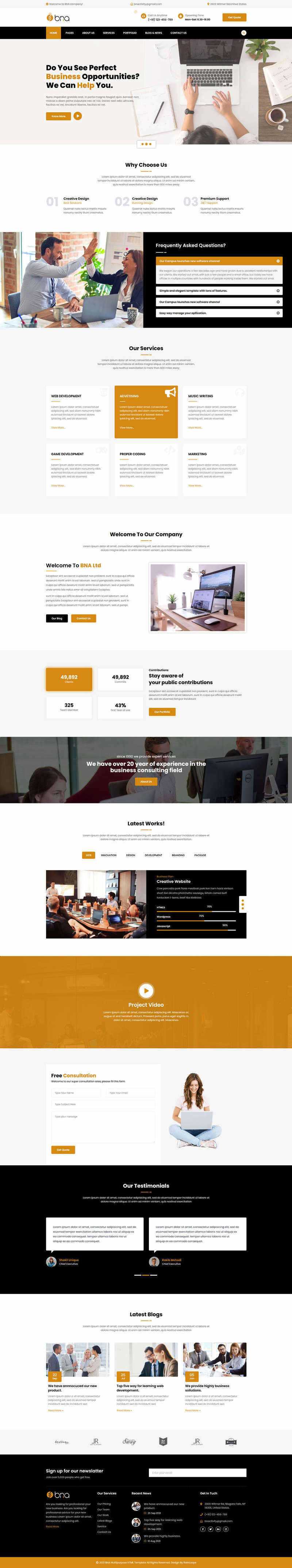 Bootstrap多用途响应式商务企业展示html模板 - 简单网创项目资源网