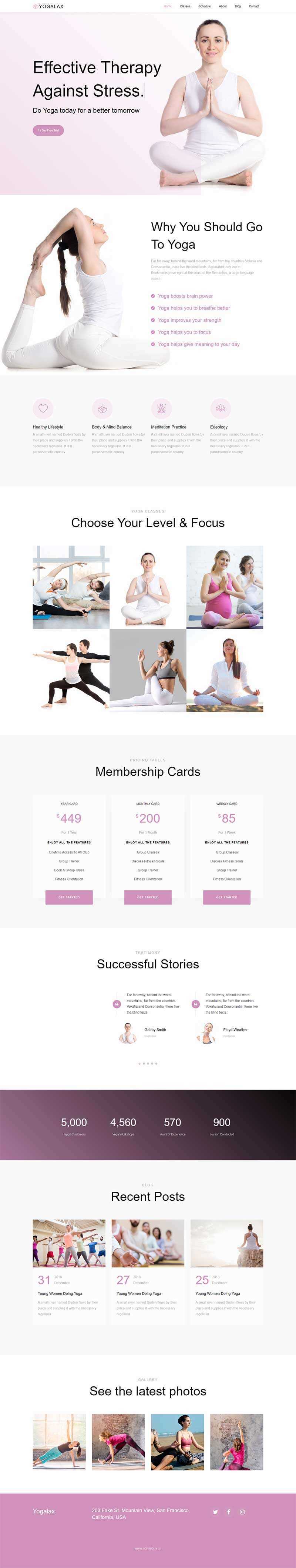 Bootstrap粉色的健身瑜伽类网站html模板 - 简单网创项目资源网