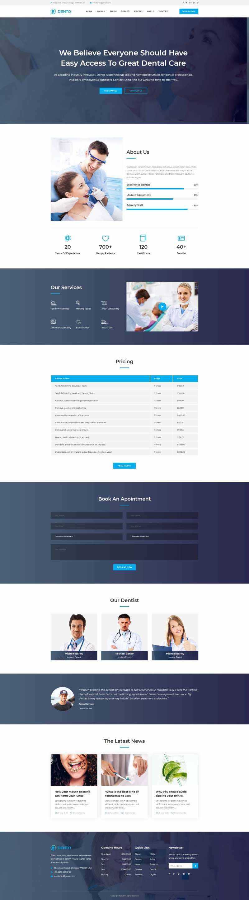 蓝色清爽的响应式牙科预约网站html模板 - 简单网创项目资源网
