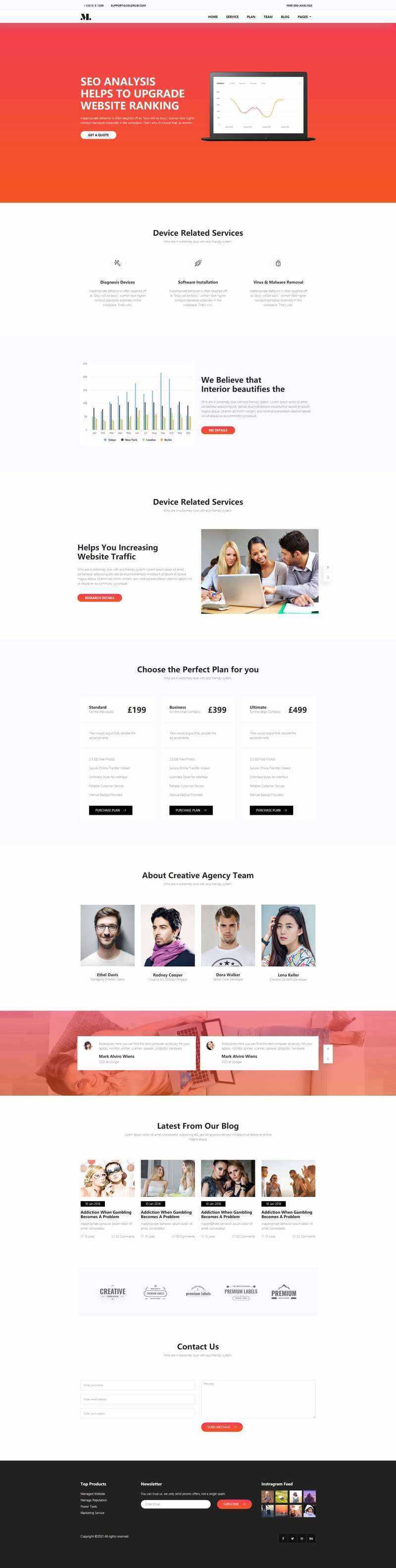 红色响应式SEO优化服务网站html模板 - 简单网创项目资源网