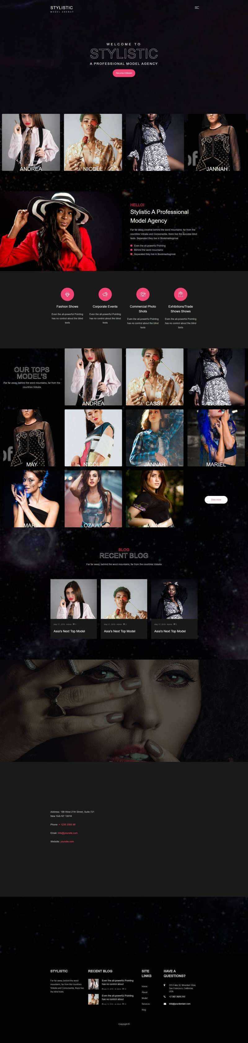 全屏背景Bootstrap4模特经纪公司网站模html板 - 简单网创项目资源网