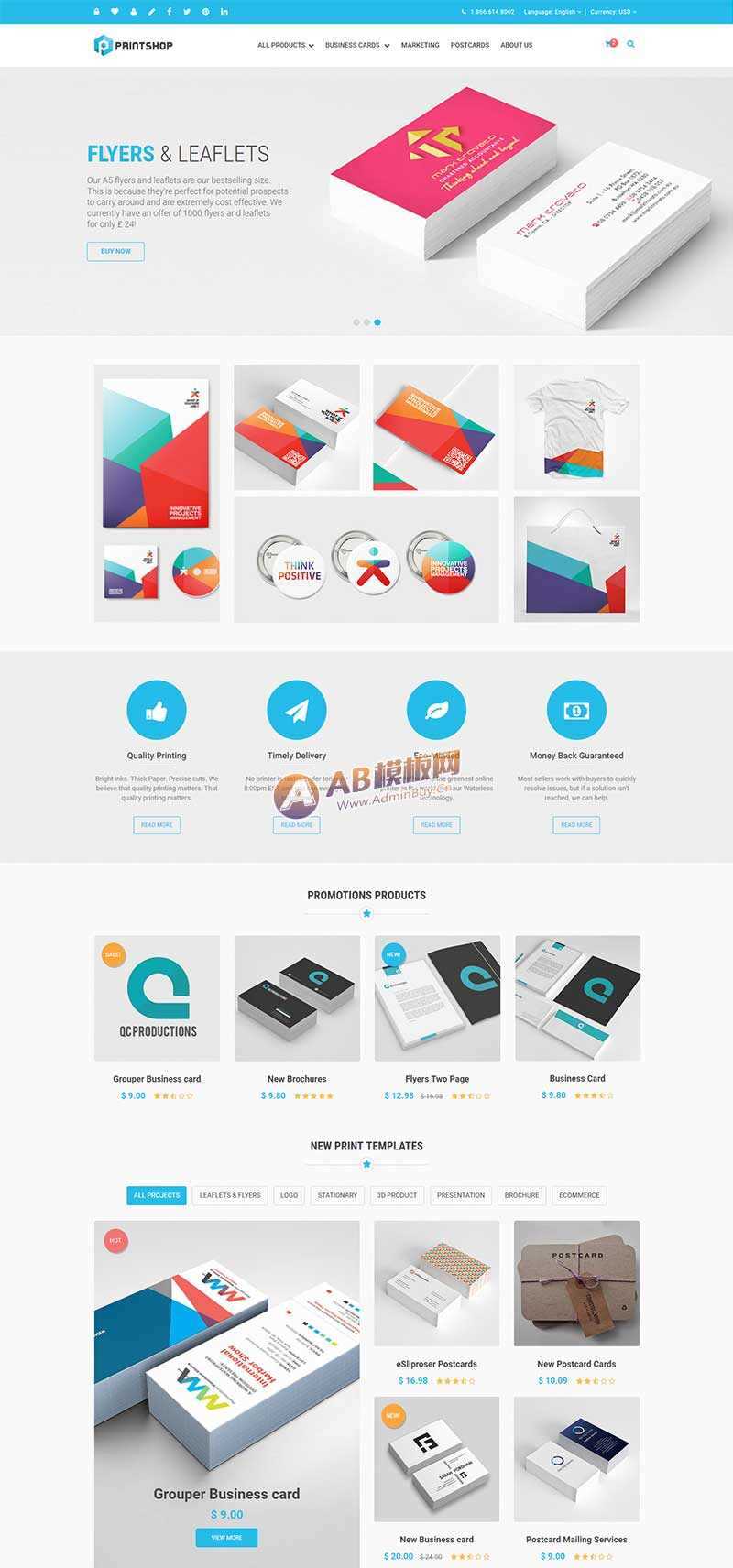 图片[3] - 蓝色的响应式名片印刷公司网站html模板 - 简单网创项目资源网