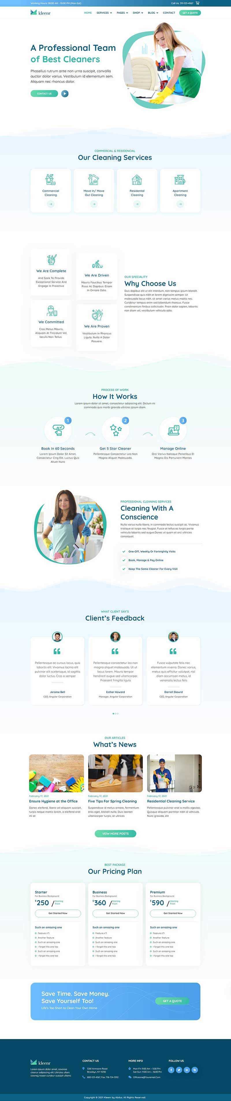 绿色清爽的家政清洁服务公司网站html模板 - 简单网创项目资源网