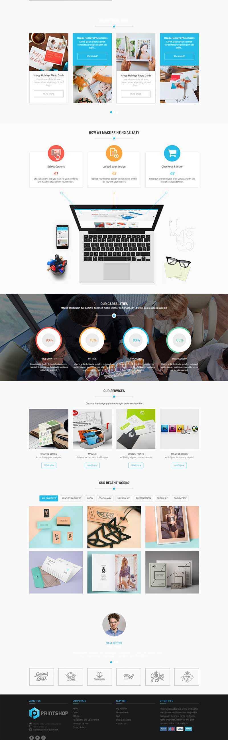 图片[2] - 蓝色的响应式名片印刷公司网站html模板 - 简单网创项目资源网