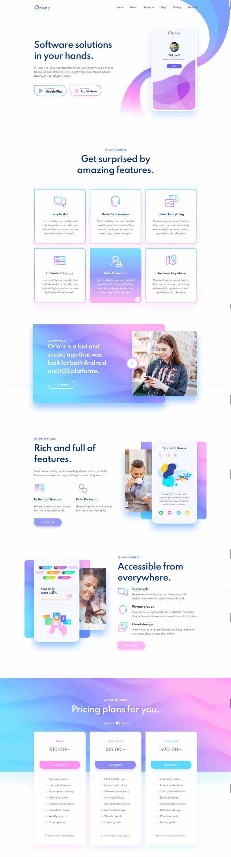 响应式app应用程序网页模板 - 简单网创项目资源网