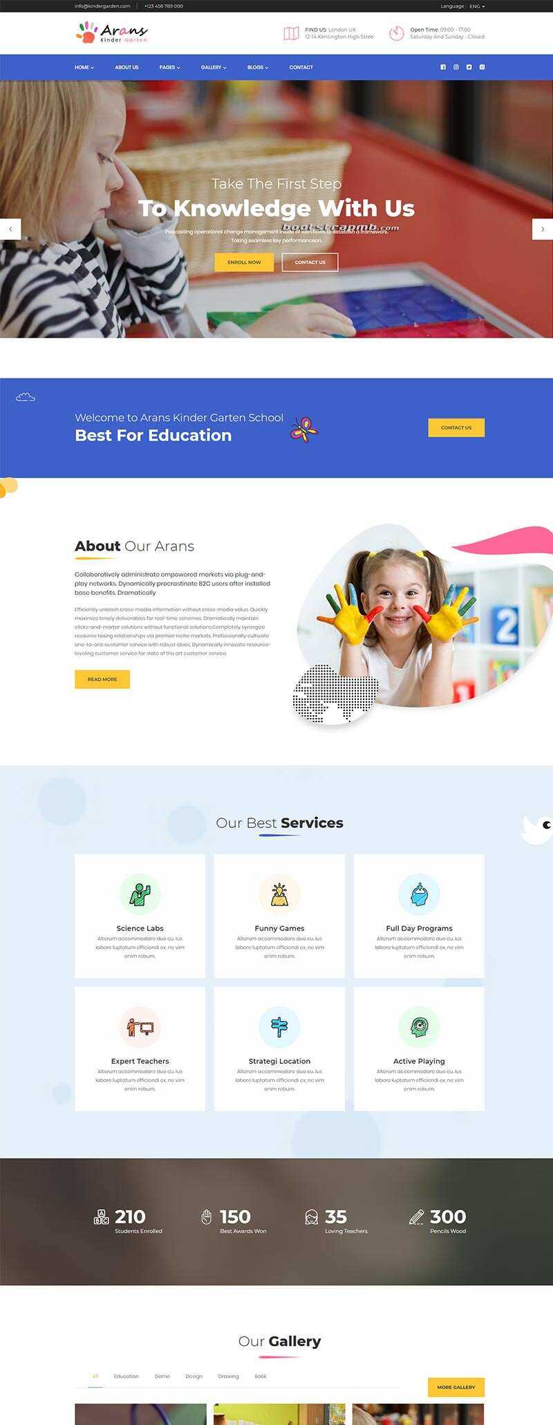 Bootstrap响应式幼儿园早教中心网站html模板 - 简单网创项目资源网