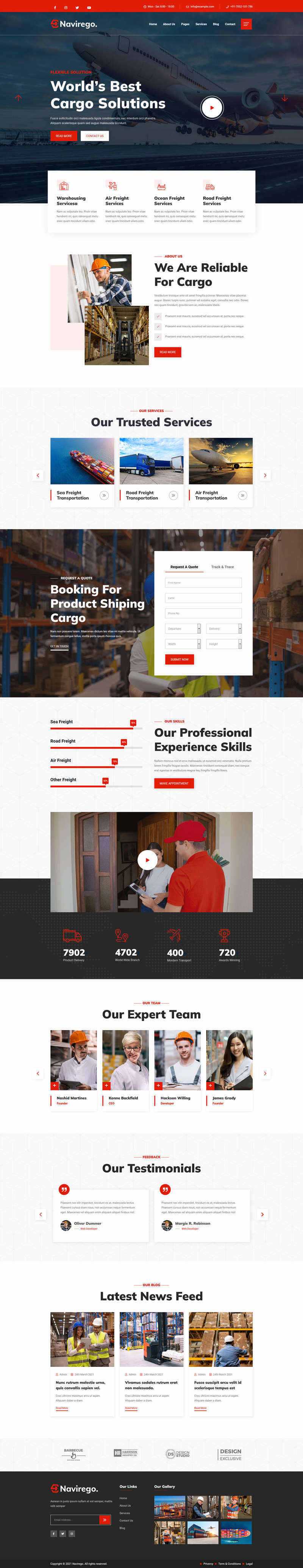 bootstrap红色的物流快递公司网站HTML模板 - 简单网创项目资源网