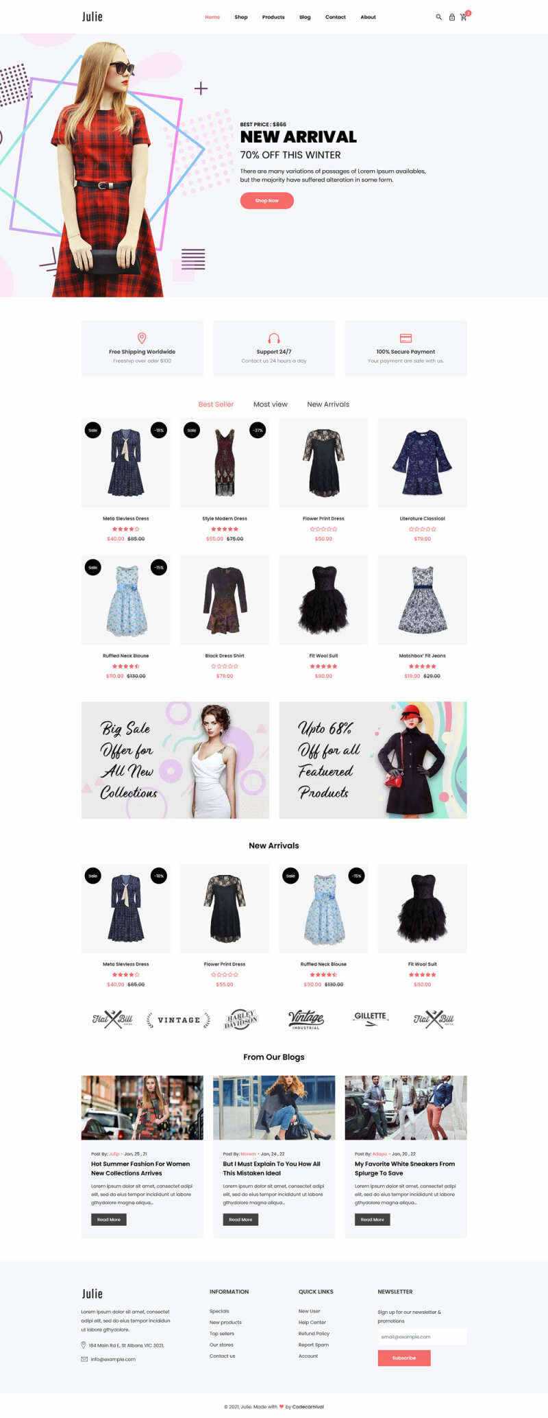 bootstrap简洁的时尚女装电商html模板 - 简单网创项目资源网