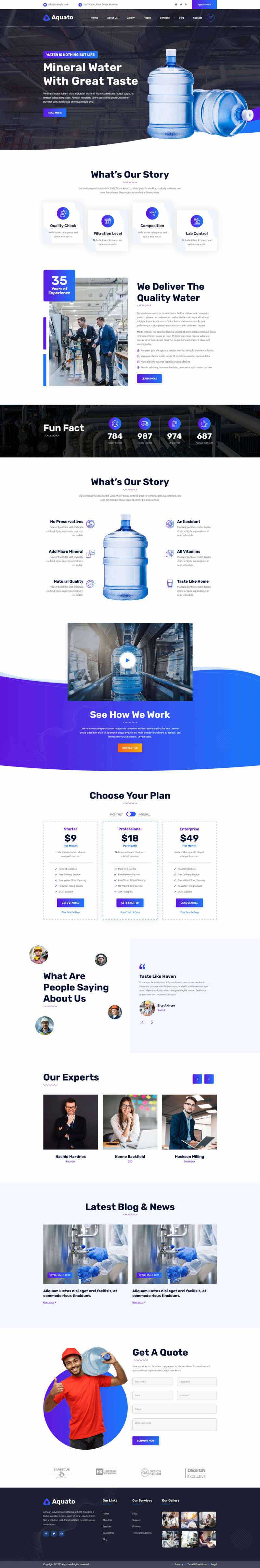 bootstrap饮用水送货服务公司网站HTML模板 - 简单网创项目资源网